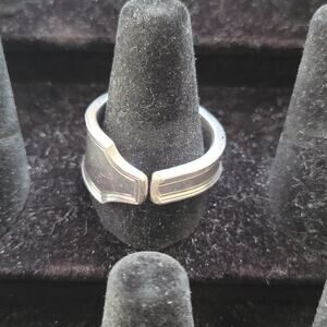 Vintage silver ring 925 Adjustable Spoon Ring Wide Signet Band Minimalist Unisex